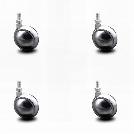 Service Caster 2.5 Inch Bright Chrome Metal Ball Caster - 3/8 Inch Threaded Stem, 4PK SCC-TS01S25-DCS-BC-381634-4